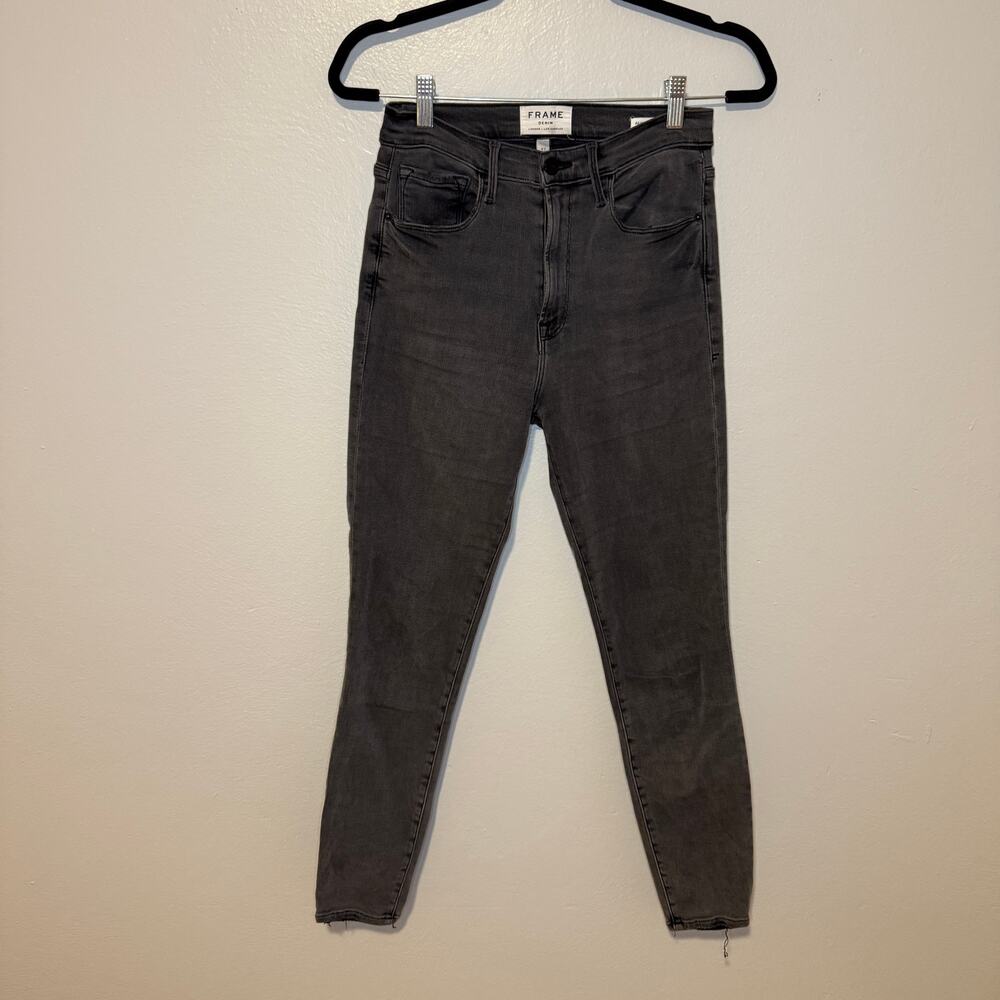 Frame Women's Ali High Rise Cigarette Dark Wash Denim Jeans Gray Made In USA 27
